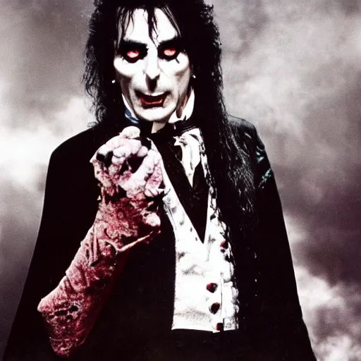 Prompt: Alice cooper in the role of Dracula