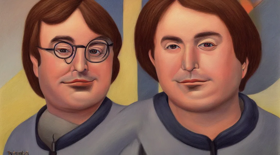 Image similar to portrait of Linus Torvalds painted by fernando botero