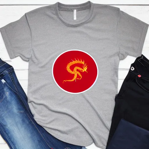 Prompt: china red dragon mark on tshirt