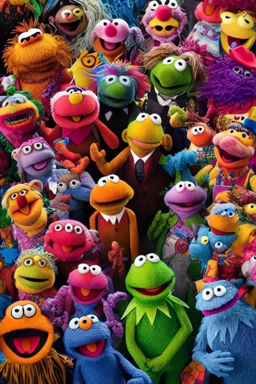 Prompt: intricate color photo of a muppet orgy 8 k octane beautifully detailed render