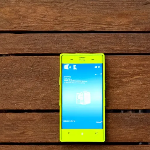 Prompt: a futuristic smartphone based on the design of the nokia lumia in yellow