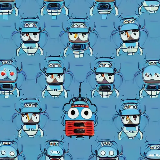 Image similar to Cute robot beetle, blue, cartoon by Studio Ghibli
