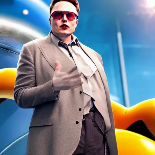 Prompt: elon musk as doctor eggman in sonic live action movie , 8k resolution, full HD, cinematic lighting, award winning, anatomically correct