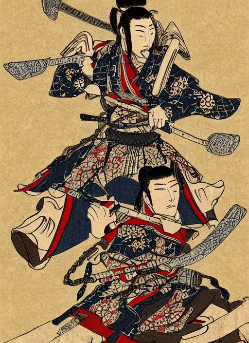 samurai mech in feudal japan, in the style of Utagawa | Stable 