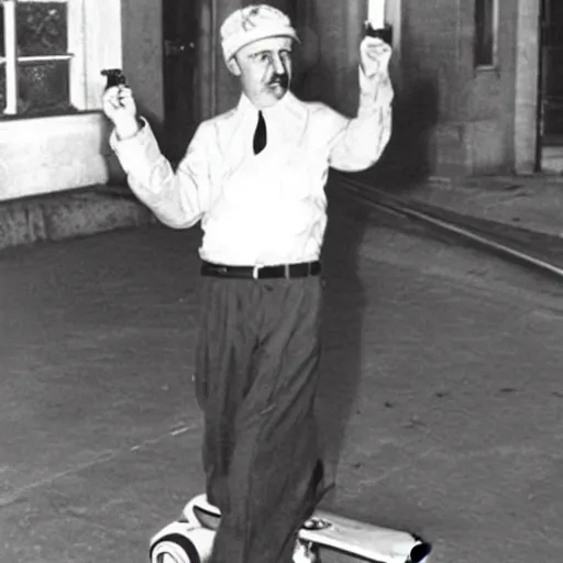 Prompt: hitler smoking weed while skateboarding