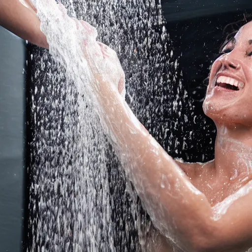 Image similar to a woman showering under laminar flow