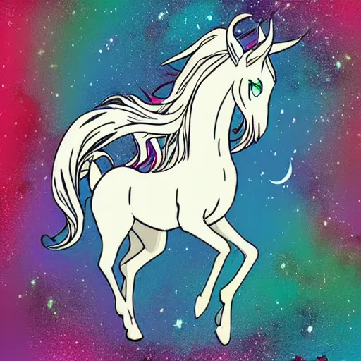 Prompt: the last unicorn in the style of studio ghibli