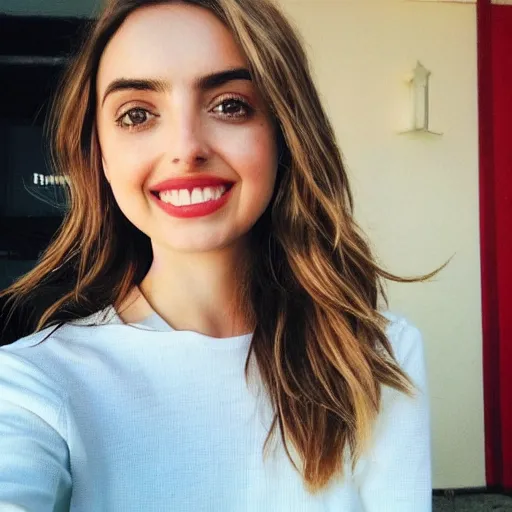 Prompt: ana de armas real instagram photo, flirty, smiling, eye contact, perfect face, perfect body, hyperrealistic