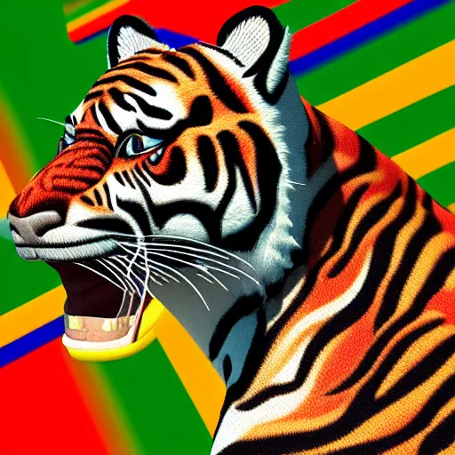 Image similar to cool 3 d isometric aztec tiger, 8 k octane render