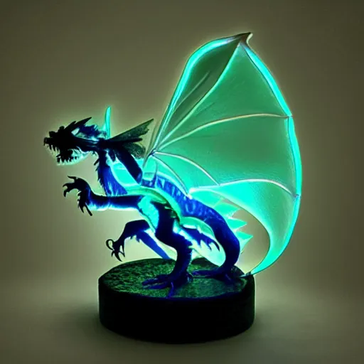 Image similar to a translucent bioluminescent dragon