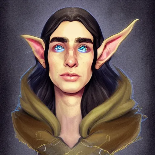 Image similar to Portrait of a young elf wizard, D&D, trending on artstation.