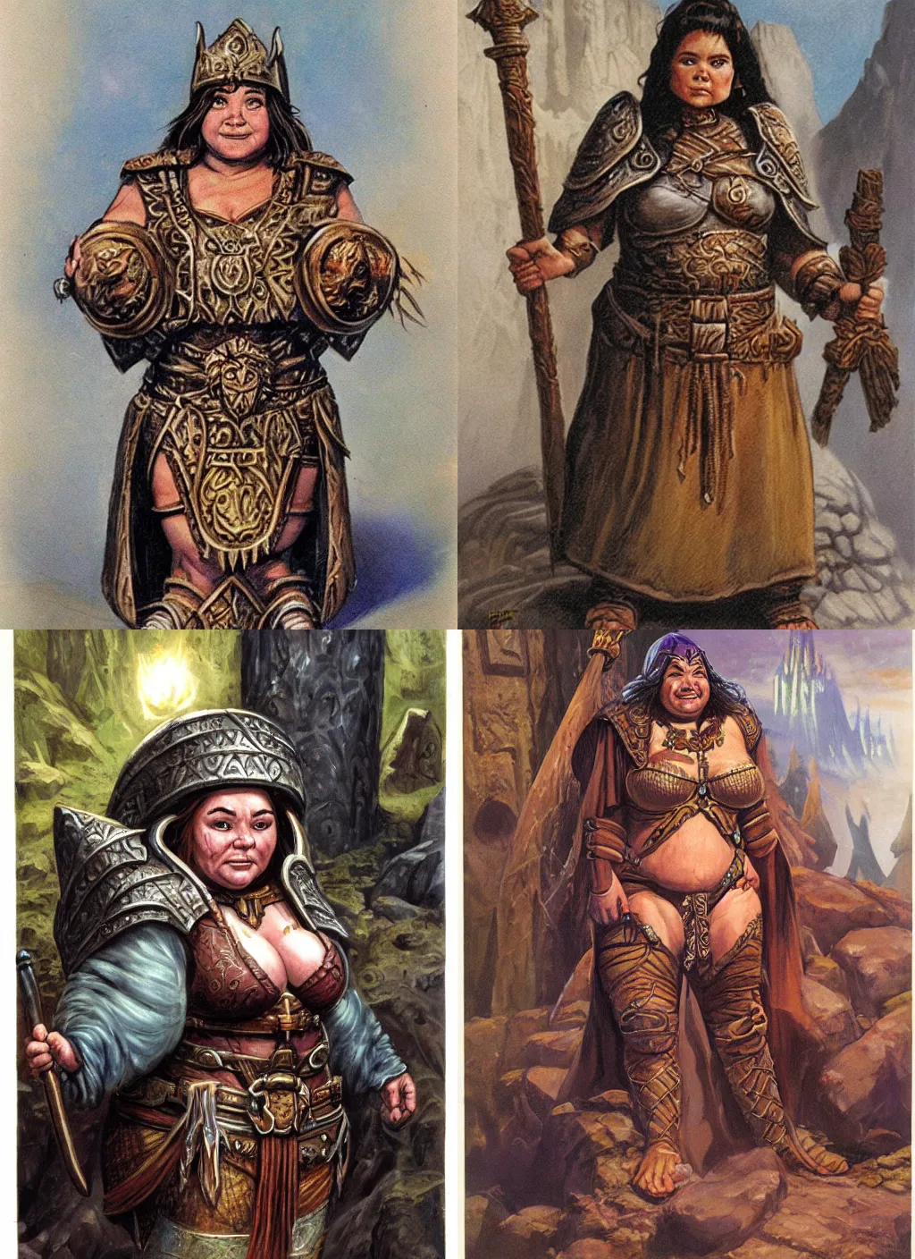 Prompt: female dwarven priestess, chubby short stature | by jeff easley