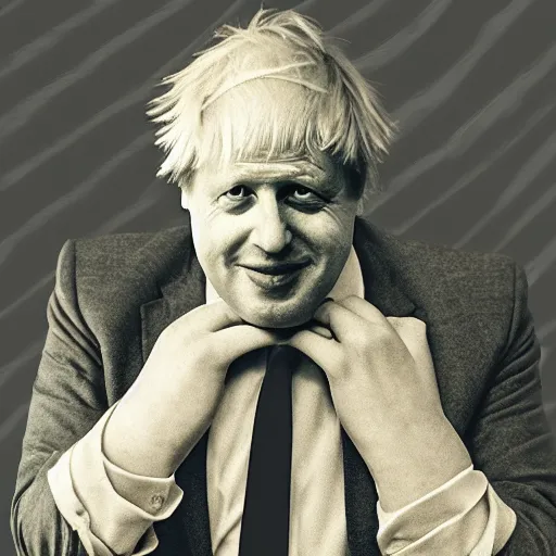 Image similar to boris johnson in the style of a bibically accurate angel, digital art