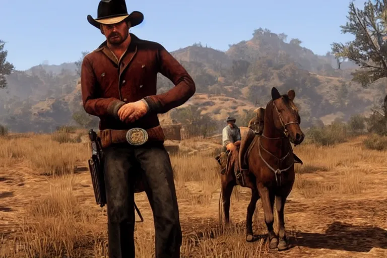 Image similar to leonardo de caprio in red dead redemption