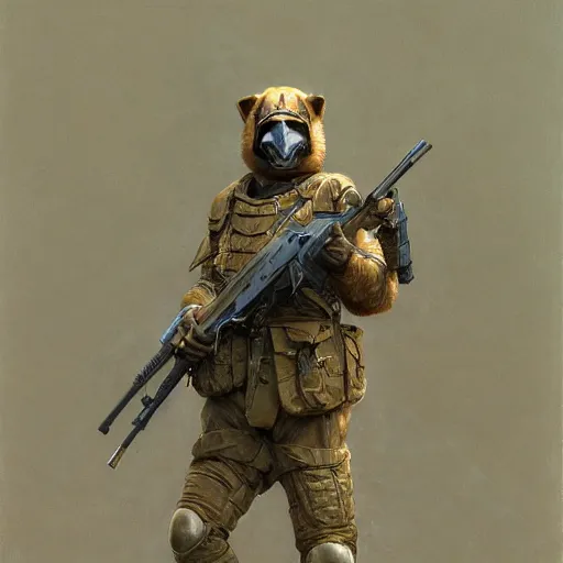 Prompt: tactical armor, anthropomorphic shiba inu, holding sniper rifle, stuning 3 d render, masterpiece, by donato giancola and greg rutkowski and wayne barlow and zdzisław beksinski, realistic face