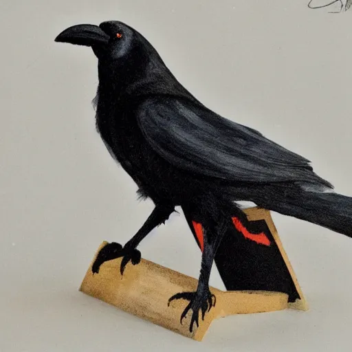 Prompt: a crow painted in style of Viktor Lyapkalo