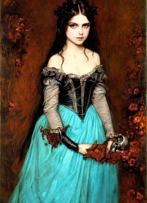 Image similar to ( ( gothic # ) ) princess portrait *. *. by william henry hunt * *, highly detailded, turquoise rust, steampunk, battle angel alita