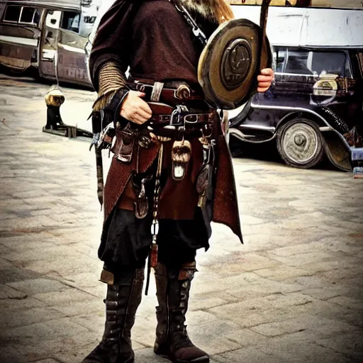 Prompt: photo of a dieselpunk viking