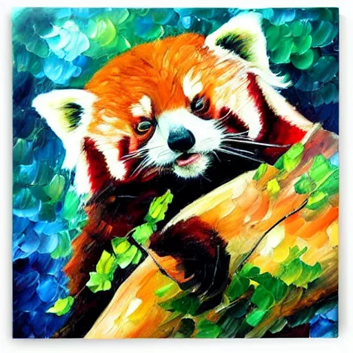 Image similar to “red panda, style of Leonid afremov”