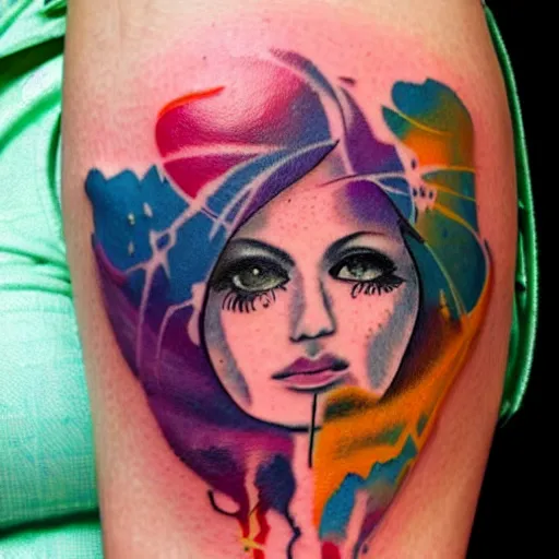 Image similar to a tattoo inspired aurora aksnes, abstract, pritty.