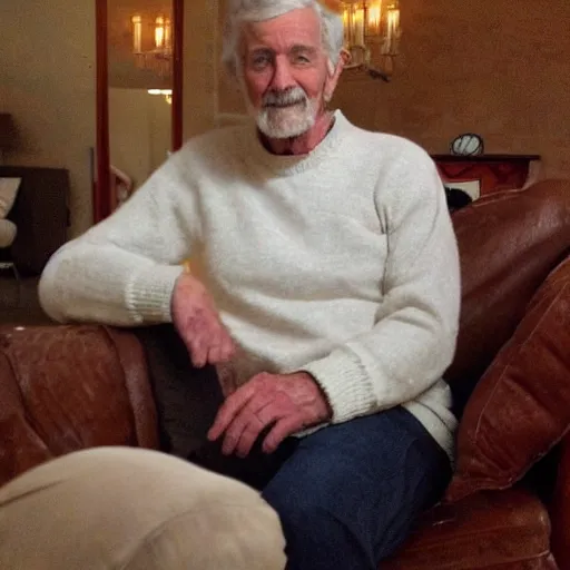 Prompt: cozy picture of older handsome lord richard is sitting gracefully on a sofa