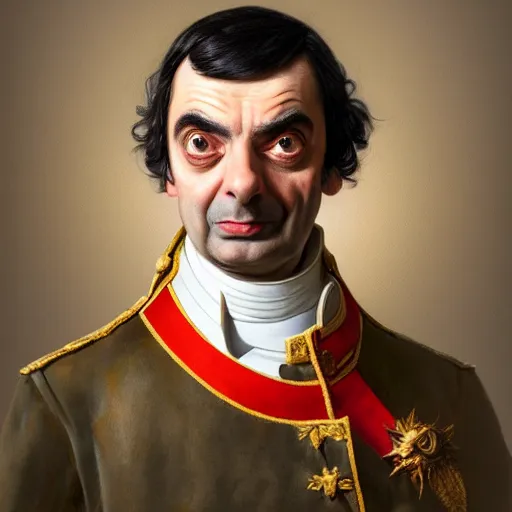 Image similar to a portrait of Mr Bean as Napoléon Bonaparte, detailed, centered, digital painting, artstation, concept art, donato giancola, WLOP, Boris Vallejo, Breathtaking, 8k resolution, extremely detailed, beautiful, establishing shot, artistic, hyperrealistic, octane render