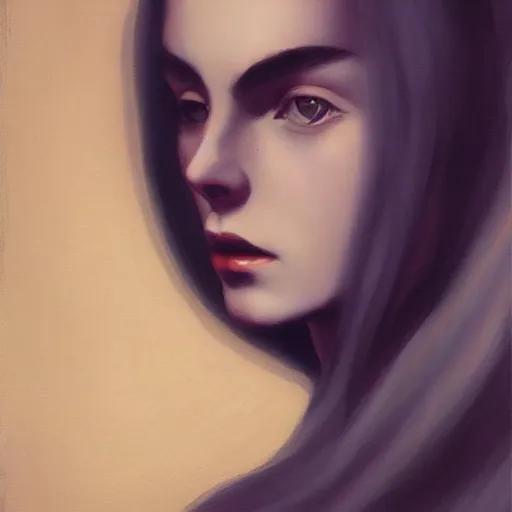 Image similar to a painting in the style of charlie bowater and in the style of alphonse osbert. smooth, sharp focus.