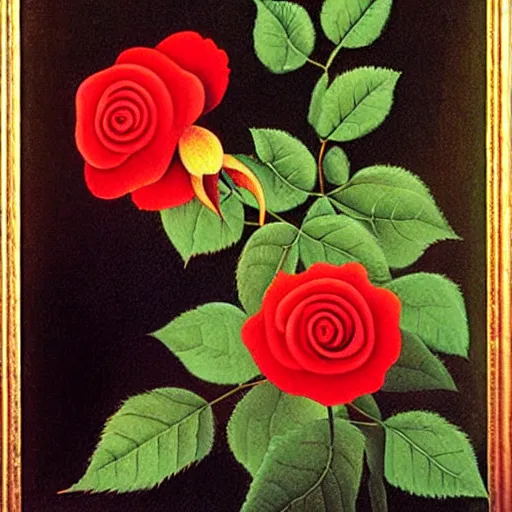 Image similar to a red rose by henri rousseau