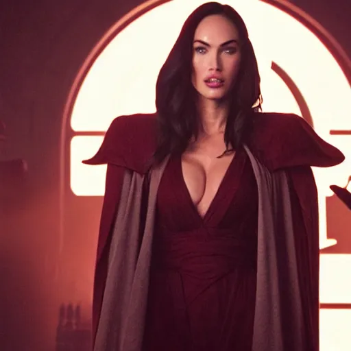 Image similar to Still of Megan Fox on the Jedi Council, Star Wars ,Cinematic Lighting, beautiful composition, 8K resolution