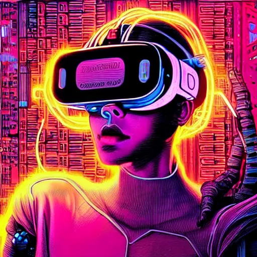 Image similar to a portrait of a beautiful cybernetic woman wearing virtual reality headset, cigarette in mouth, wires, cyberpunk concept art by josan gonzales and philippe druillet and dan mumford and enki bilal and jean claude meziere