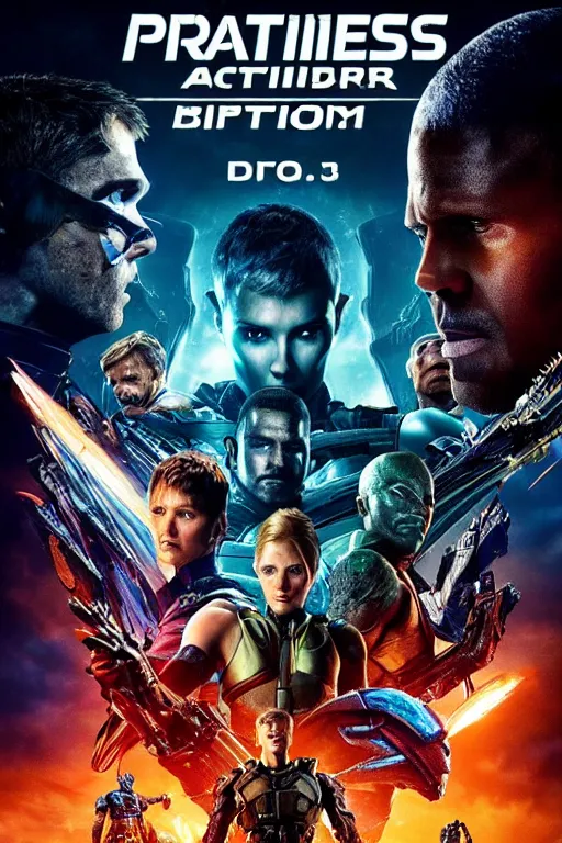 Prompt: epic battle, Action movie, Prometheus (2012), pacific rim, in the Movie transformers, in the Movie Mad Max: Fury Road (2015), avengers, guardians of the galaxy, in the Movie blade runner 2049, by drew struzan