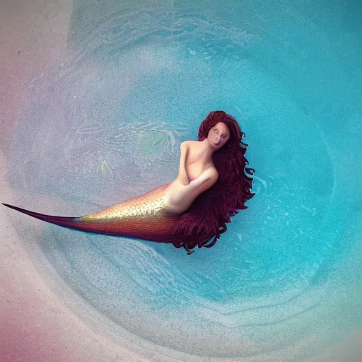 Image similar to a beautiful mermaid swimming, octane render