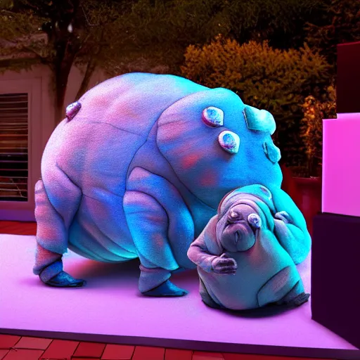 Image similar to photo realistic tardigrade at a party