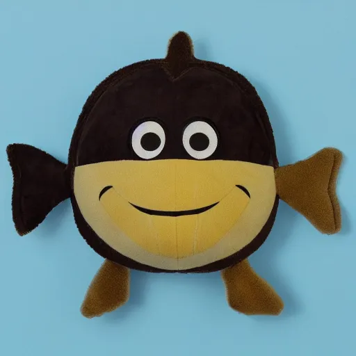 Prompt: a flounder plush doll