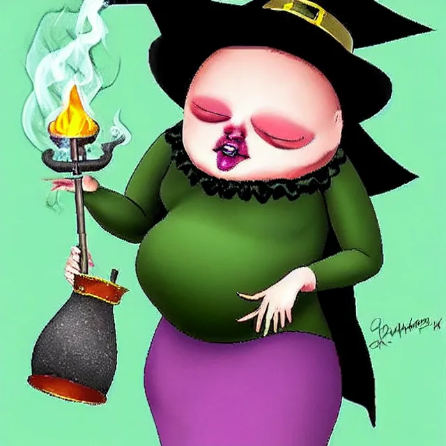 Image similar to fat witch smokin bong!dream fat witch smokin bong