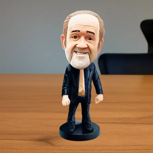 Prompt: george carlin bobble head figurine on a nice expensive desk