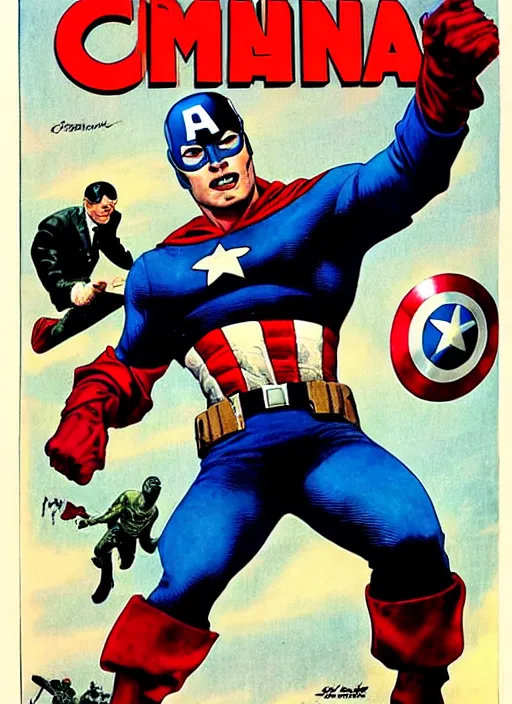 Prompt: hitman dressed as captain america. portrait by clyde caldwell and jean giraud and anton otto fischer and john philip falter and will eisner and gil elvgren