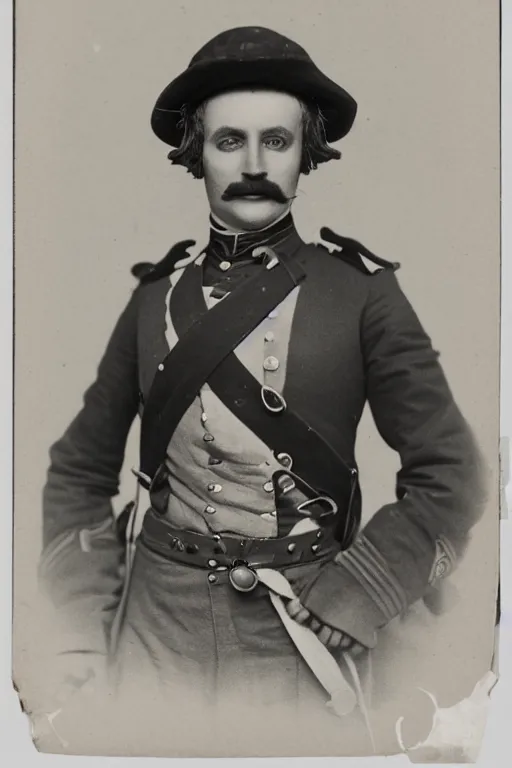 Prompt: official Portrait of a jolly victorian army officer, male, cheerful, happy, detailed face, 19th century, highly detailed, cinematic lighting, photograph, black and white