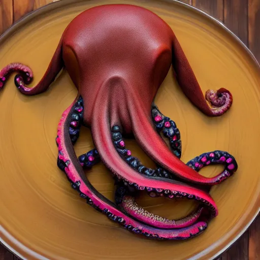 Prompt: dog in the shape of an octopus, hyper real, food photography