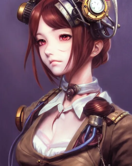 Image similar to portrait Anime Girl steampunk cute-fine-face, pretty face, realistic shaded Perfect face, fine details. Anime. Bioshock steampunk realistic shaded lighting by katsuhiro otomo ghost-in-the-shell, magali villeneuve, artgerm, rutkowski Jeremy Lipkin and Giuseppe Dangelico Pino and Michael Garmash and Rob Rey