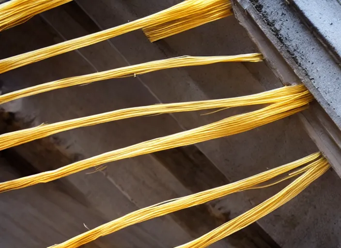 Image similar to a photo of stairs made out of spaghetti pasta, high definition