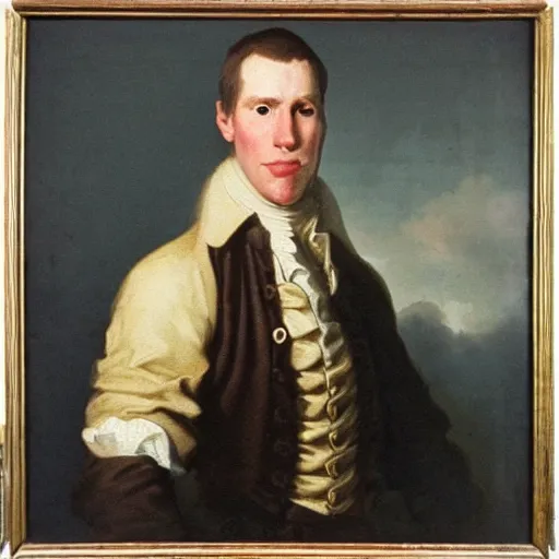 Image similar to An 18th century oil painting of Jerma985, portrait of Jerma985, grainy, realistic, very realistic, hyperrealistic, highly detailed, very detailed, extremely detailed, very neat, very epic, very cool, detailed, trending on artstation