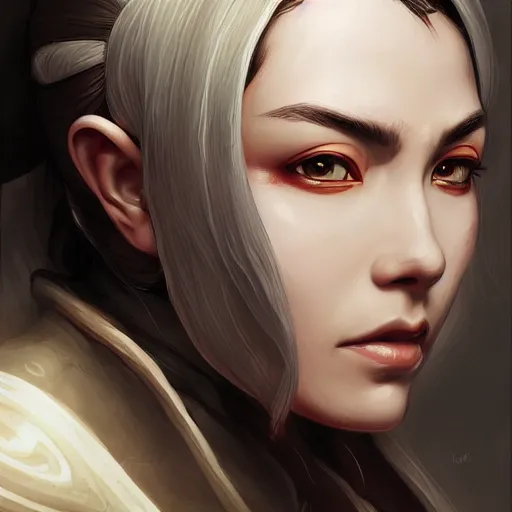 Prompt: female jedi master, wearing the traditional jedi robe, beautiful and uniquely odd looking, detailed symmetrical close up portrait, intricate complexity, in the style of artgerm and ilya kuvshinov, magic the gathering, star wars art