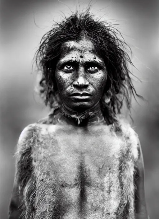 Image similar to Award winning Editorial photo of a Native Nauruans with incredible hair and beautiful hyper-detailed eyes wearing traditional garb by Lee Jeffries, 85mm ND 5, perfect lighting, gelatin silver process