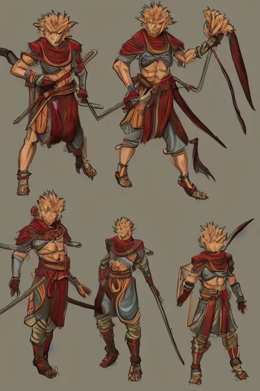 Prompt: character design sheet of sun wukong, concept art