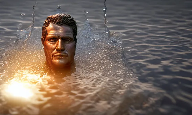 Image similar to water sculpture of a man, photorealistic, cinematic lighting, 8 k, extremely detailed