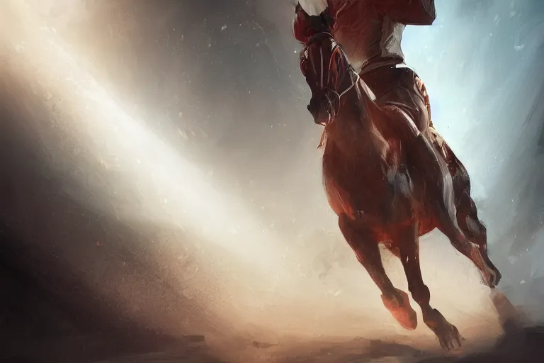 Image similar to portrait of a man falling over in an arena, digital painting, cinematic light, sharp, artgerm and wlop