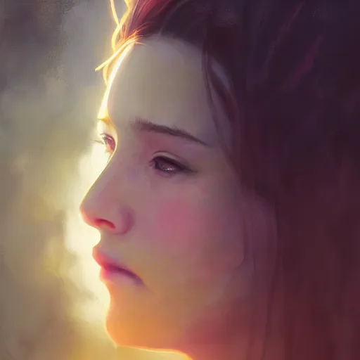 Prompt: aerith gainsborough portrait, atmospheric lighting, painted, intricate, volumetric lighting, beautiful, rich deep colors masterpiece, golden hour, sharp focus, ultra detailed, by leesha hannigan, ross tran, thierry doizon, kai carpenter, ignacio fernandez rios