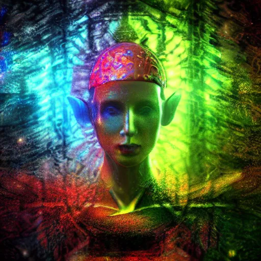 Image similar to machine elf dmt trip render abstract photoreal