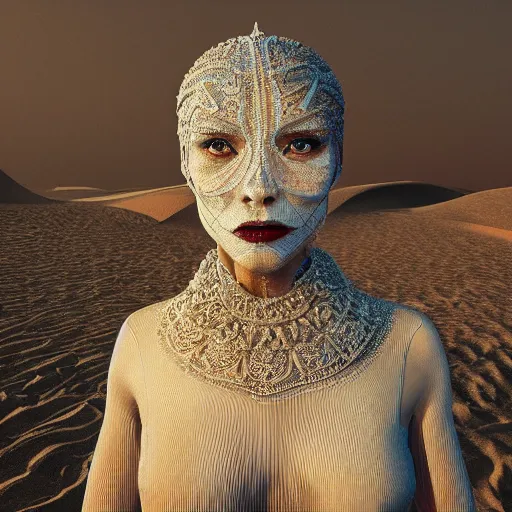 Prompt: queen of sand, 4 k, intricate, jaw dropping, gorgeous, surreal, octane render